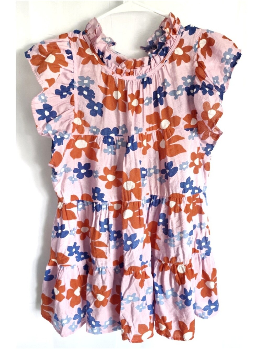 ENTRO Popsicle Pink Floral Ruffled Babydoll Top M